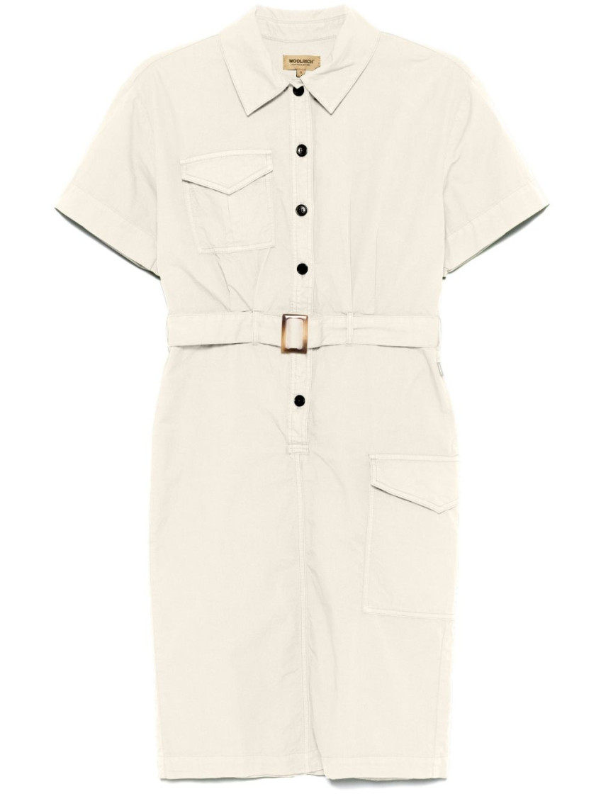 Button Detailed Belted Dress
