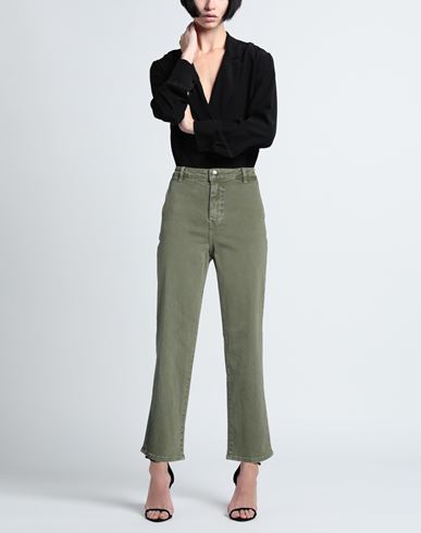 Woman Jeans Military green Size 25 Cotton, Elastane