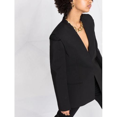 Collarless single-breasted jacket - Black