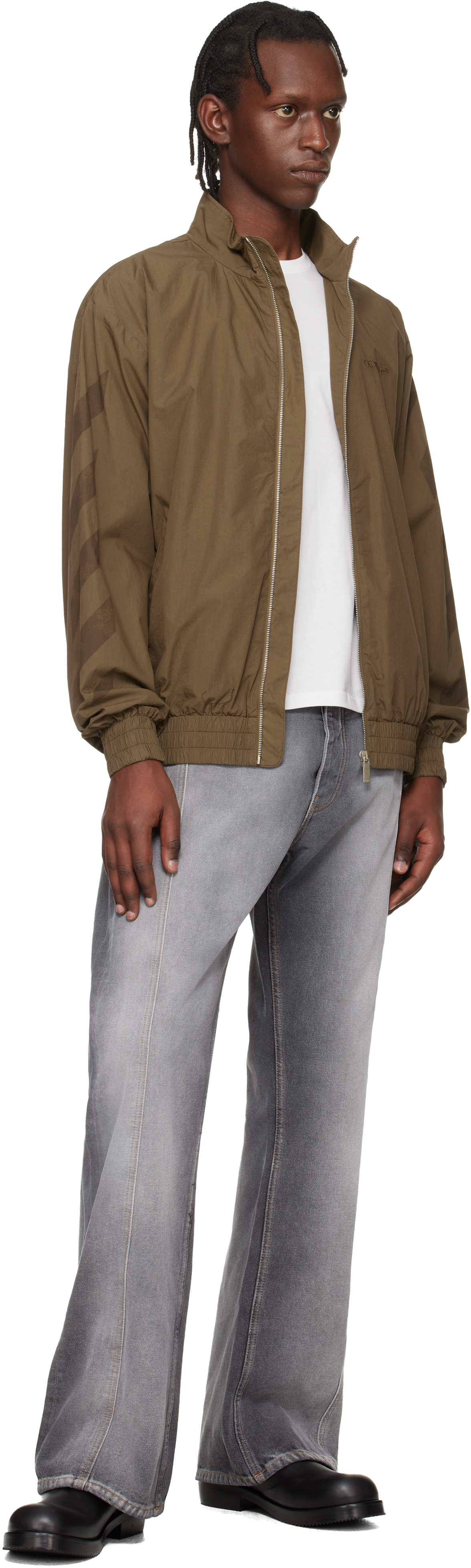 Gray Slanted Seam Relax Jeans