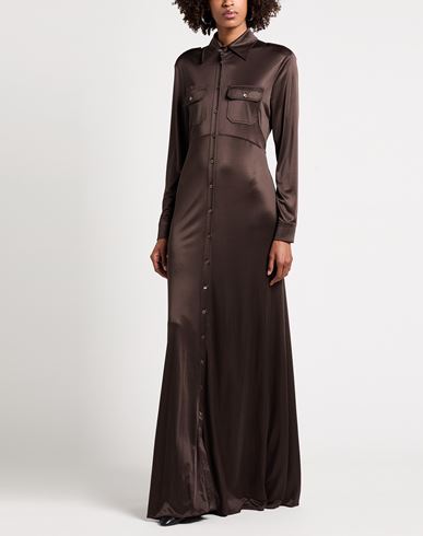 Woman Maxi dress Dark brown Size 0 Acetate