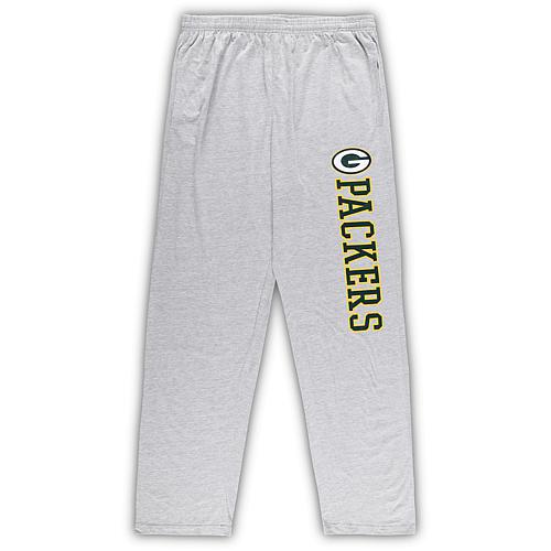 Men's Green/Heather Gray Green Bay Packers Big & Tall T-Shirt & Pants Sleep Set