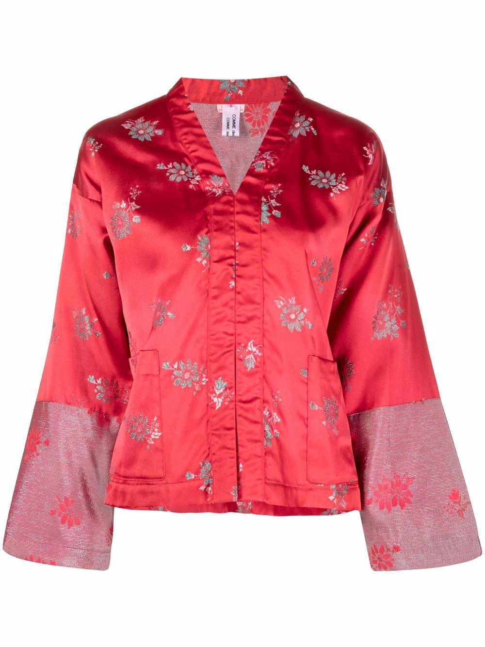 Metallic thread floral jacket - Red