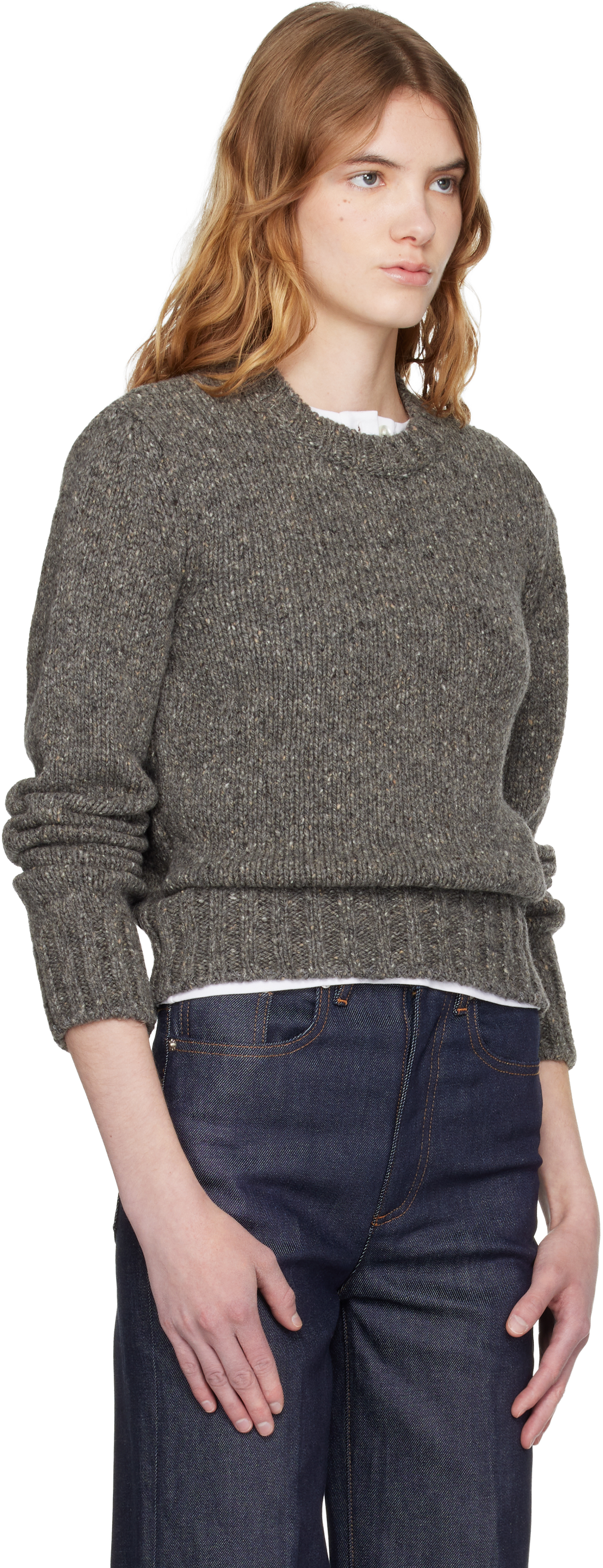 Gray Short Round Neck Sweater