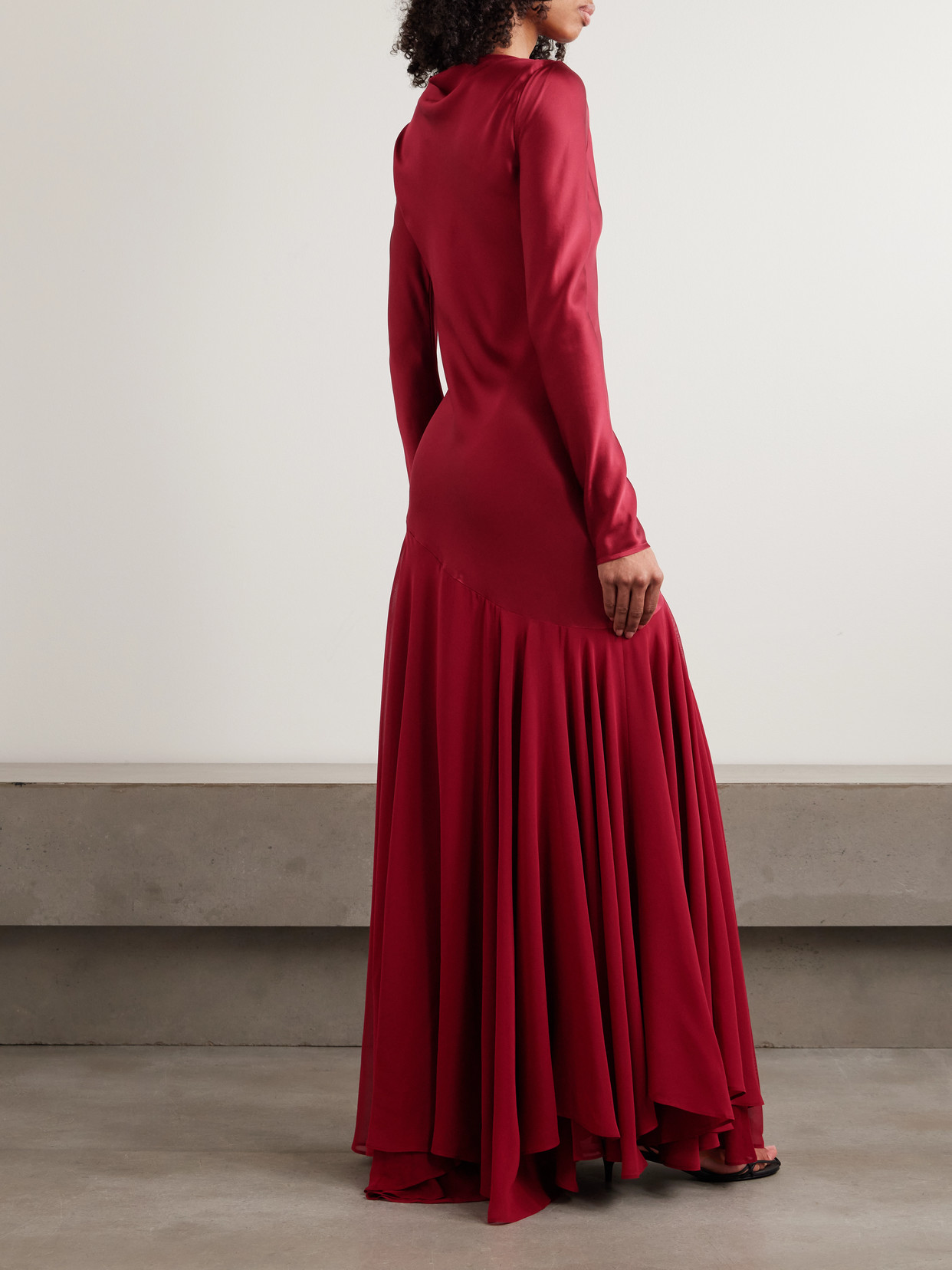 Cordelia Silk-satin And -chiffon Gown - Red