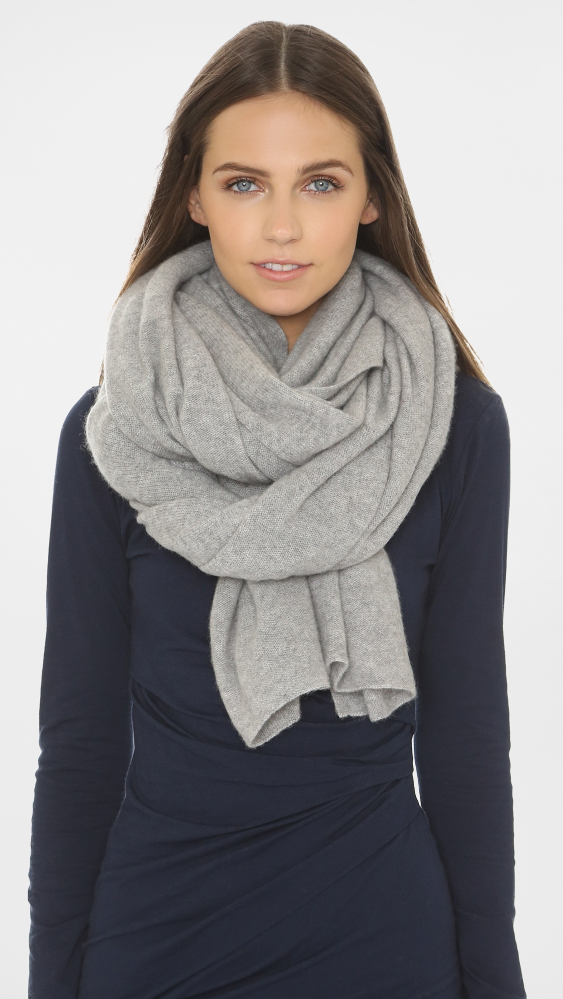 Cashmere Travel Wrap Scarf Grey Heather One Size