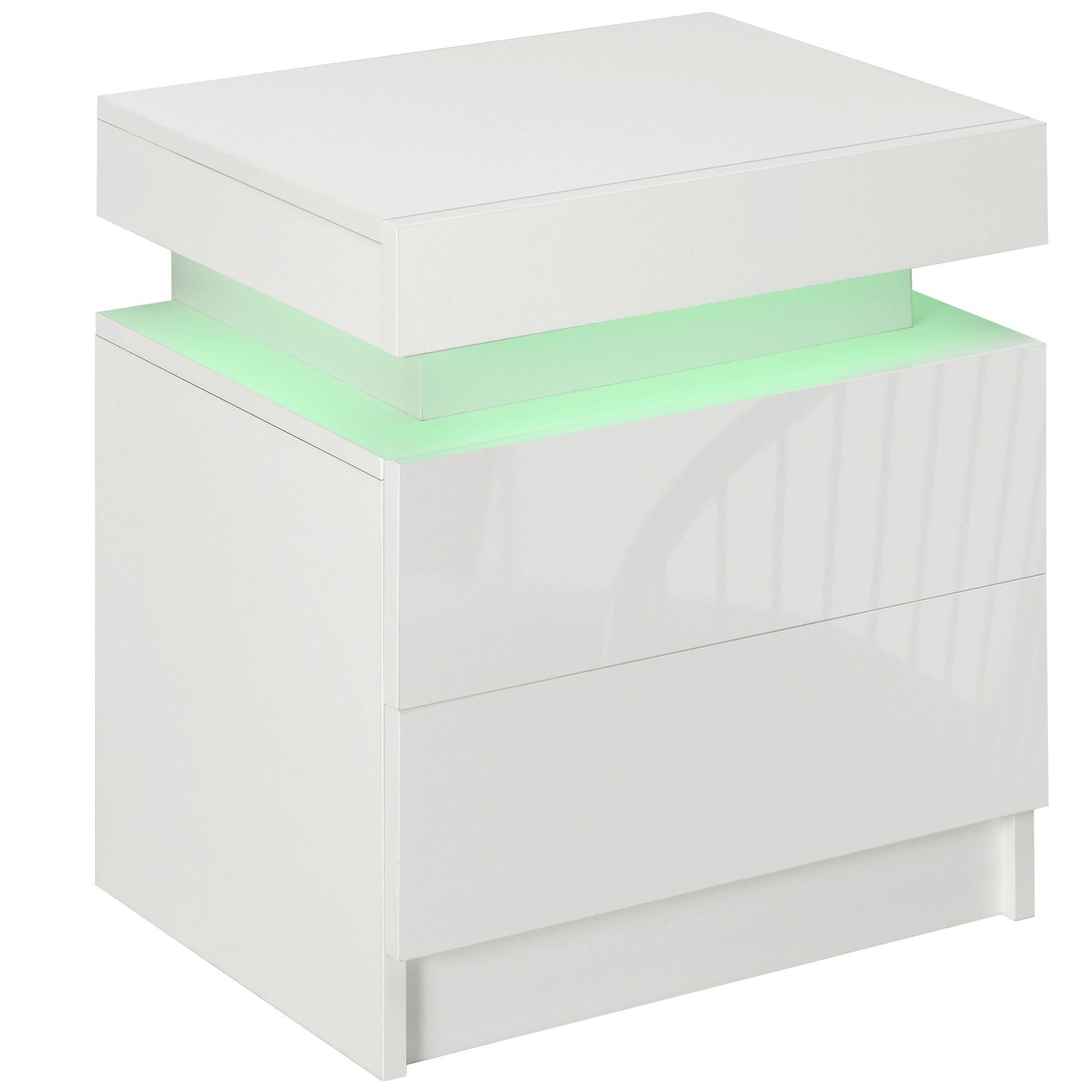White Bedside Table High Gloss Front Bedside Cabinet   LED Lights