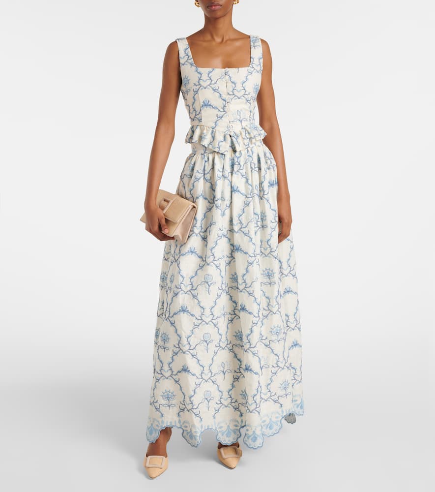 Tangelo floral linen maxi skirt