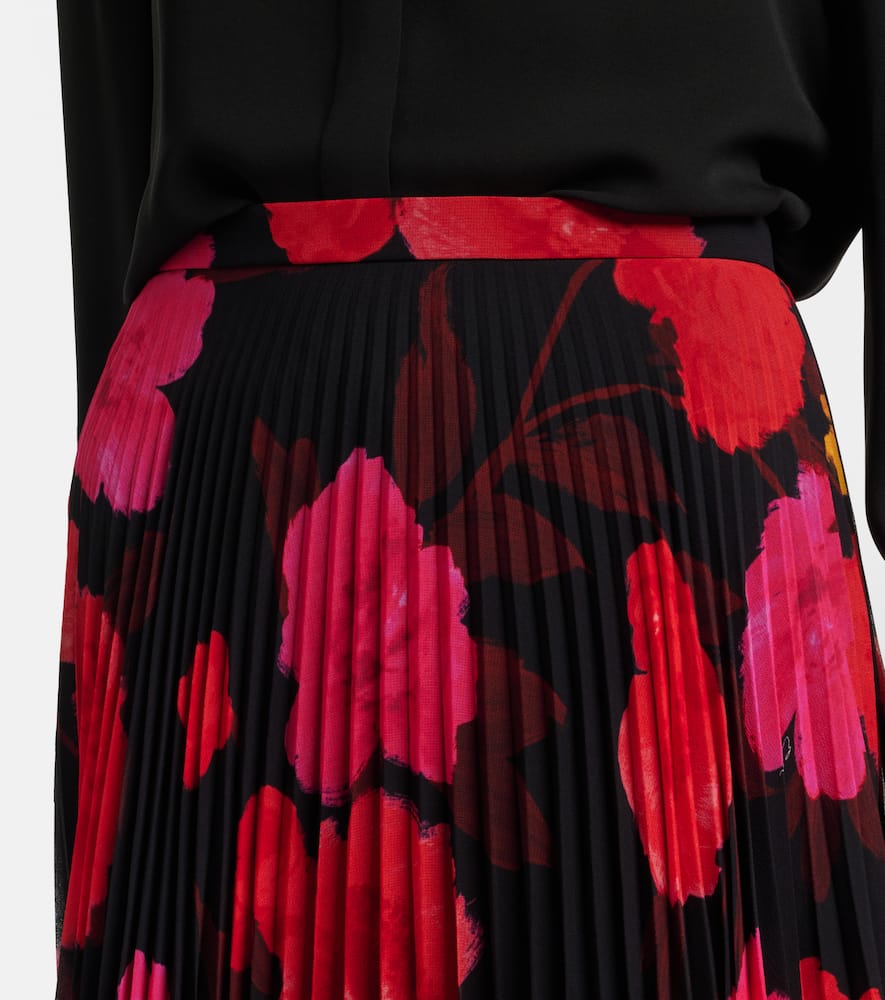 Pleated floral midi skirt