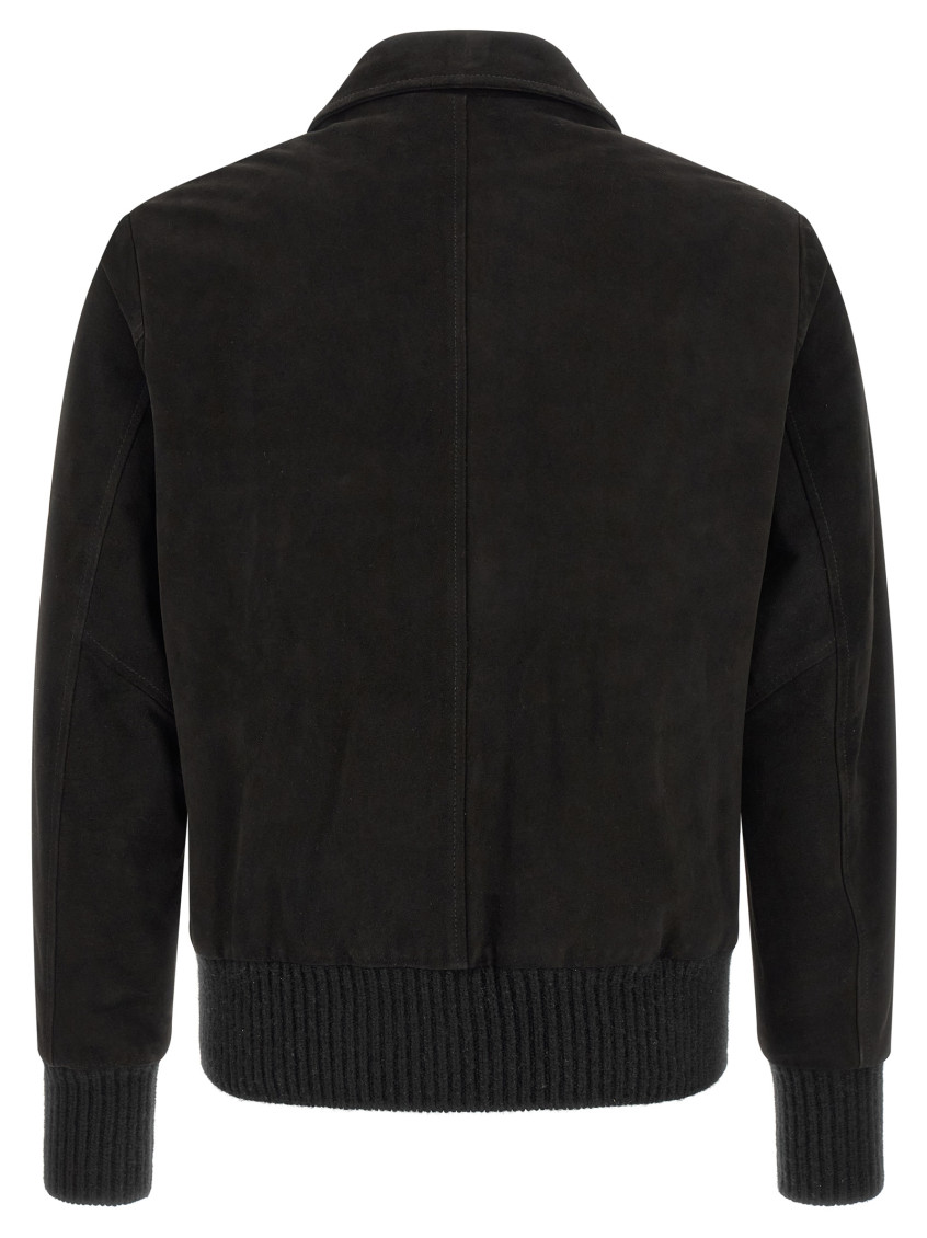 Black Solid Shirt Collar Jacket