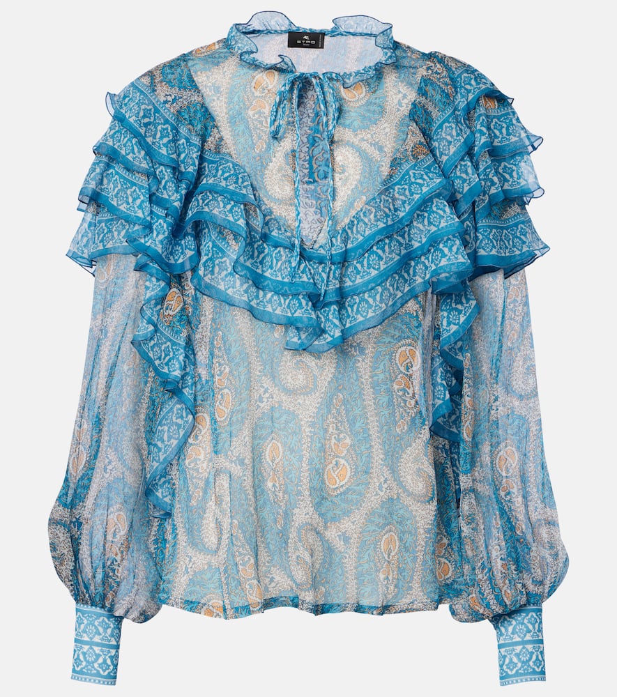 Paisley ruffled silk blouse