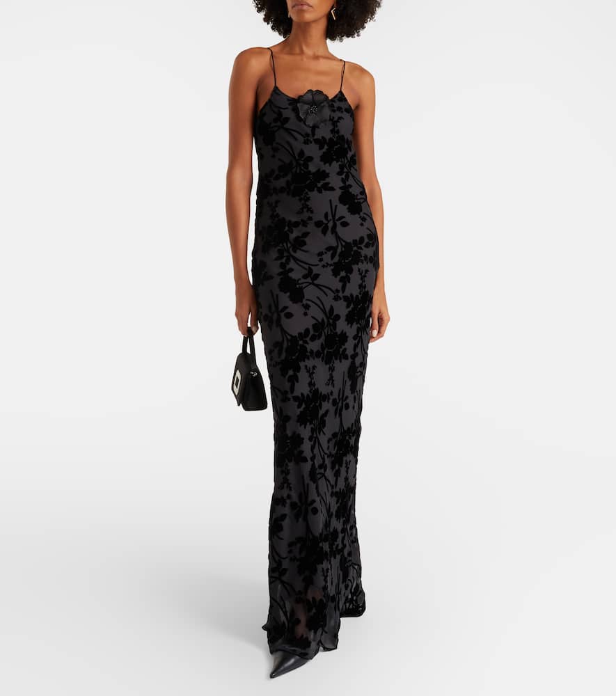 Devoré floral velvet gown