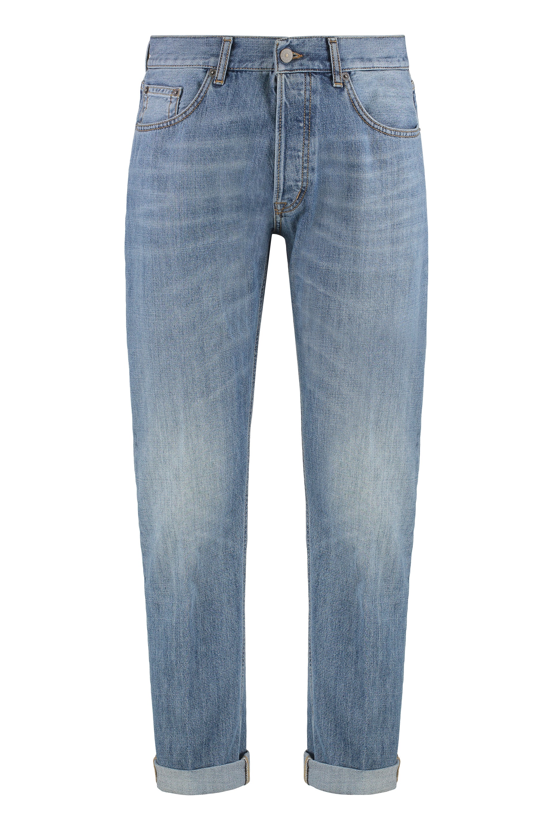 Bray Regular Fit Jeans with Roll-Up Ankle Cuffs