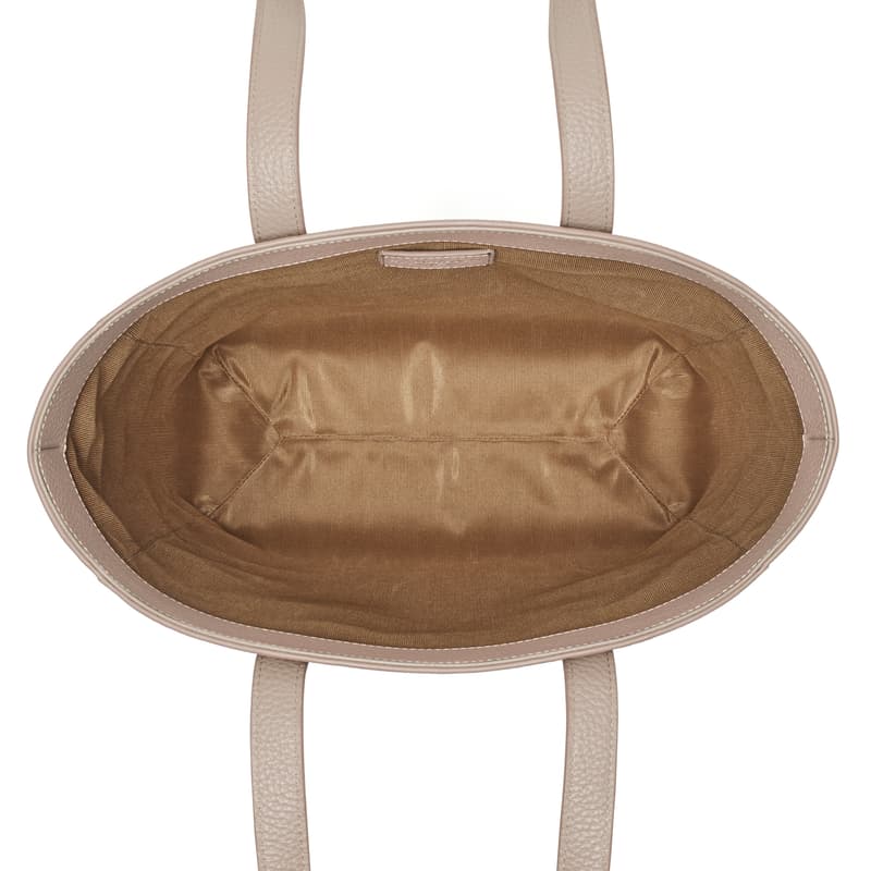 Essential Leather Tote Bag in Soft Taupe Pebble