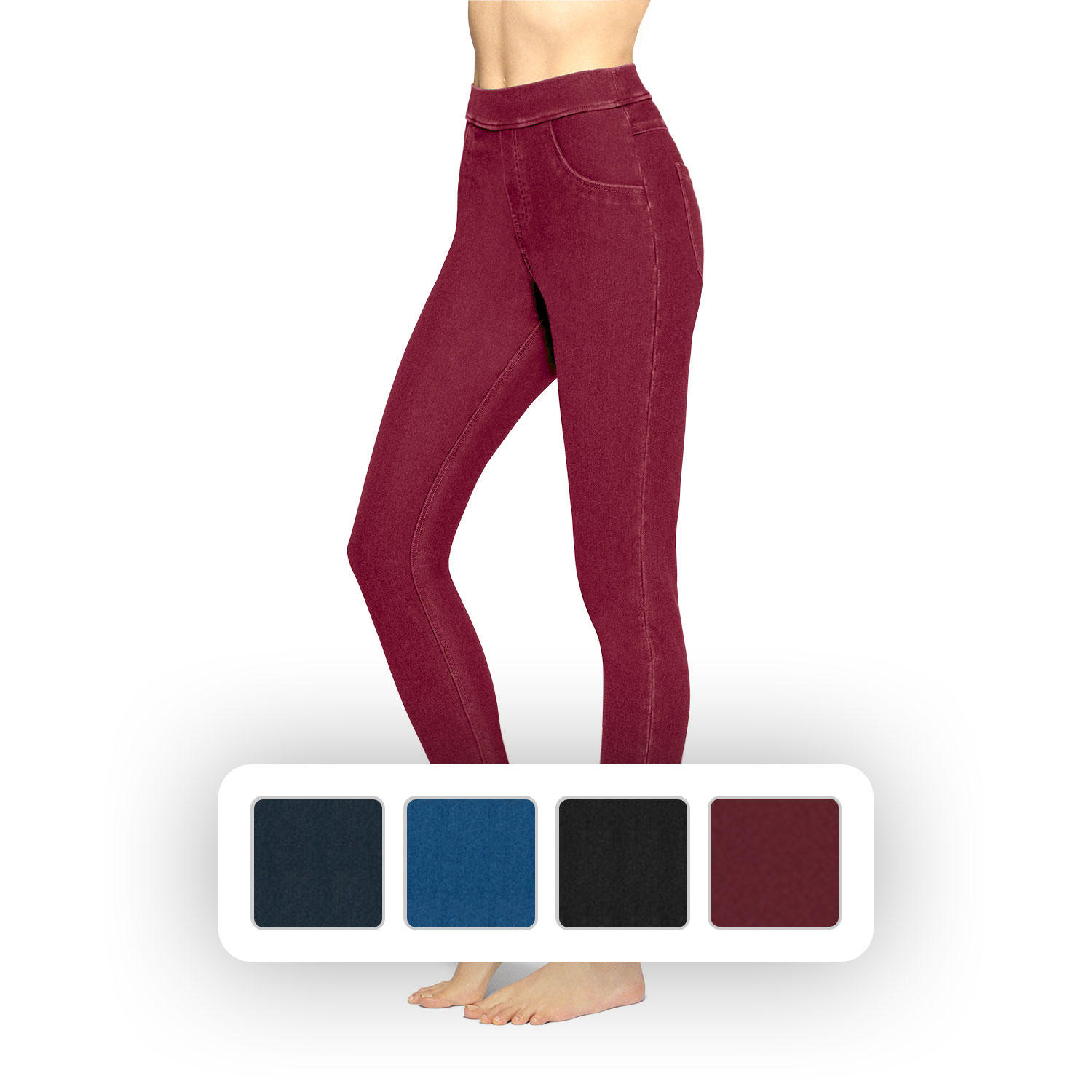 Ladies High Rise Denim Legging Zinfandel L:- Zinfandel