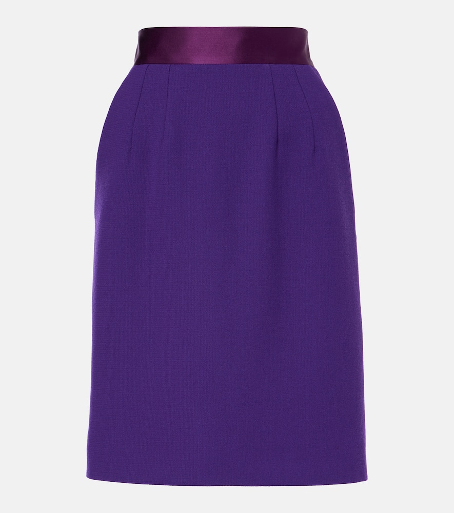 High-rise wool-blend crêpe pencil skirt