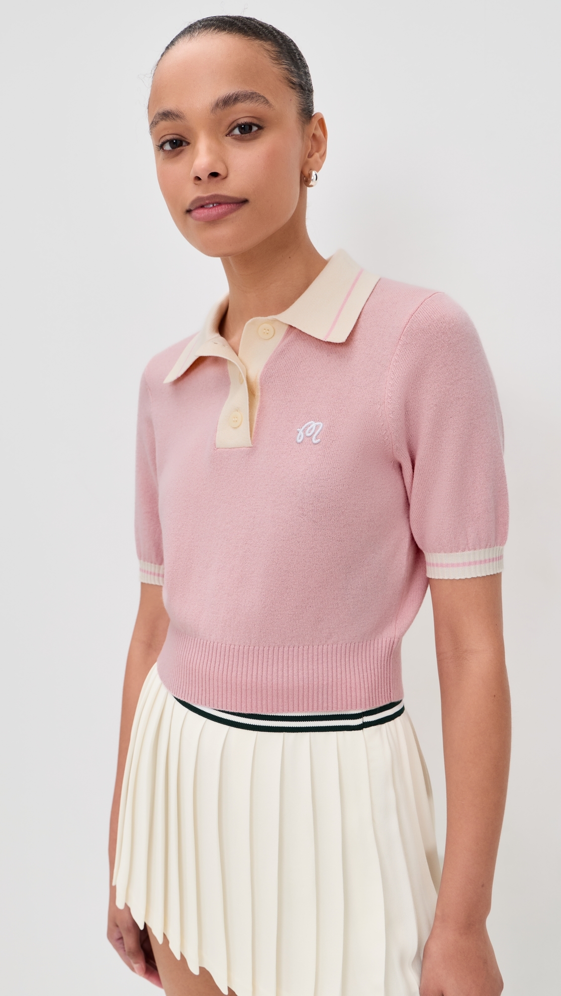 Mikayla Wool Knit Polo Pull Over Dusty Rose