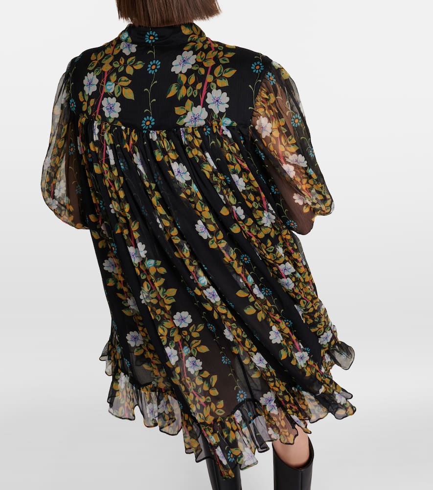 Floral silk crepon minidress
