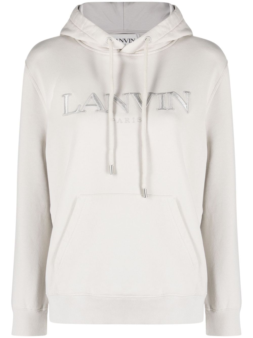 Logo-embroidered cotton hoodie - Neutrals