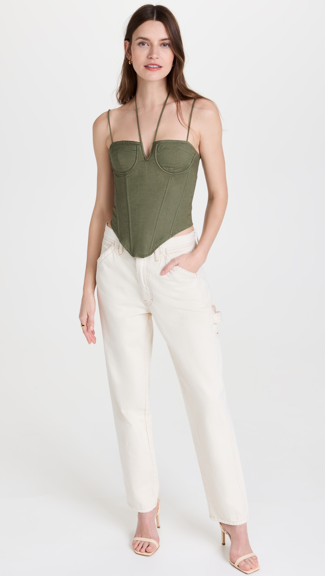 Del Gato Corset Top Khaki