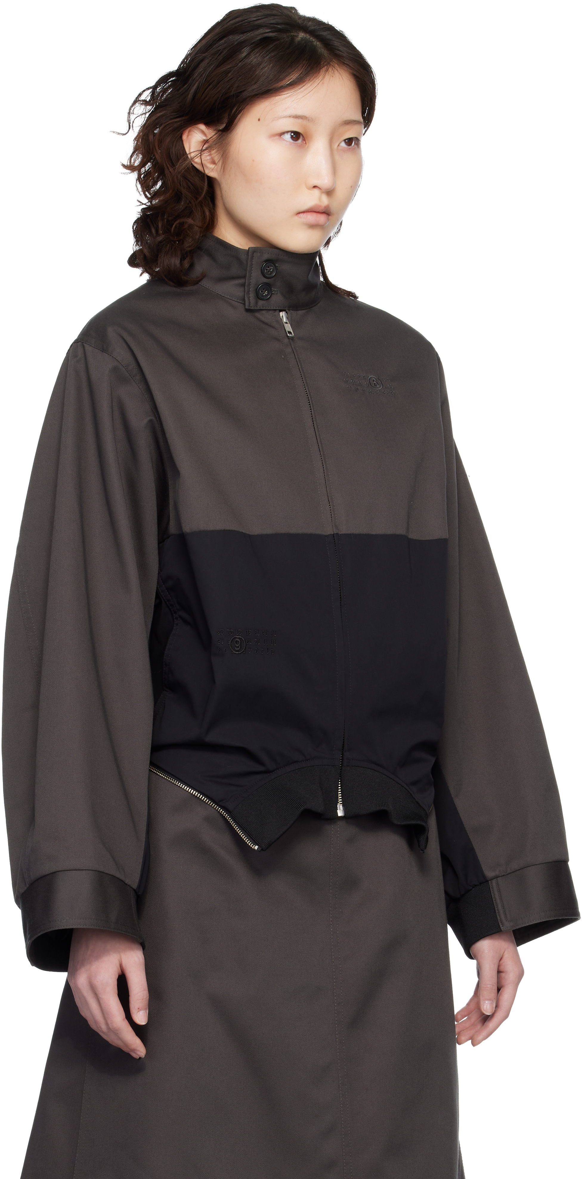 Black Mirrored Two-Tone Zip Jacket