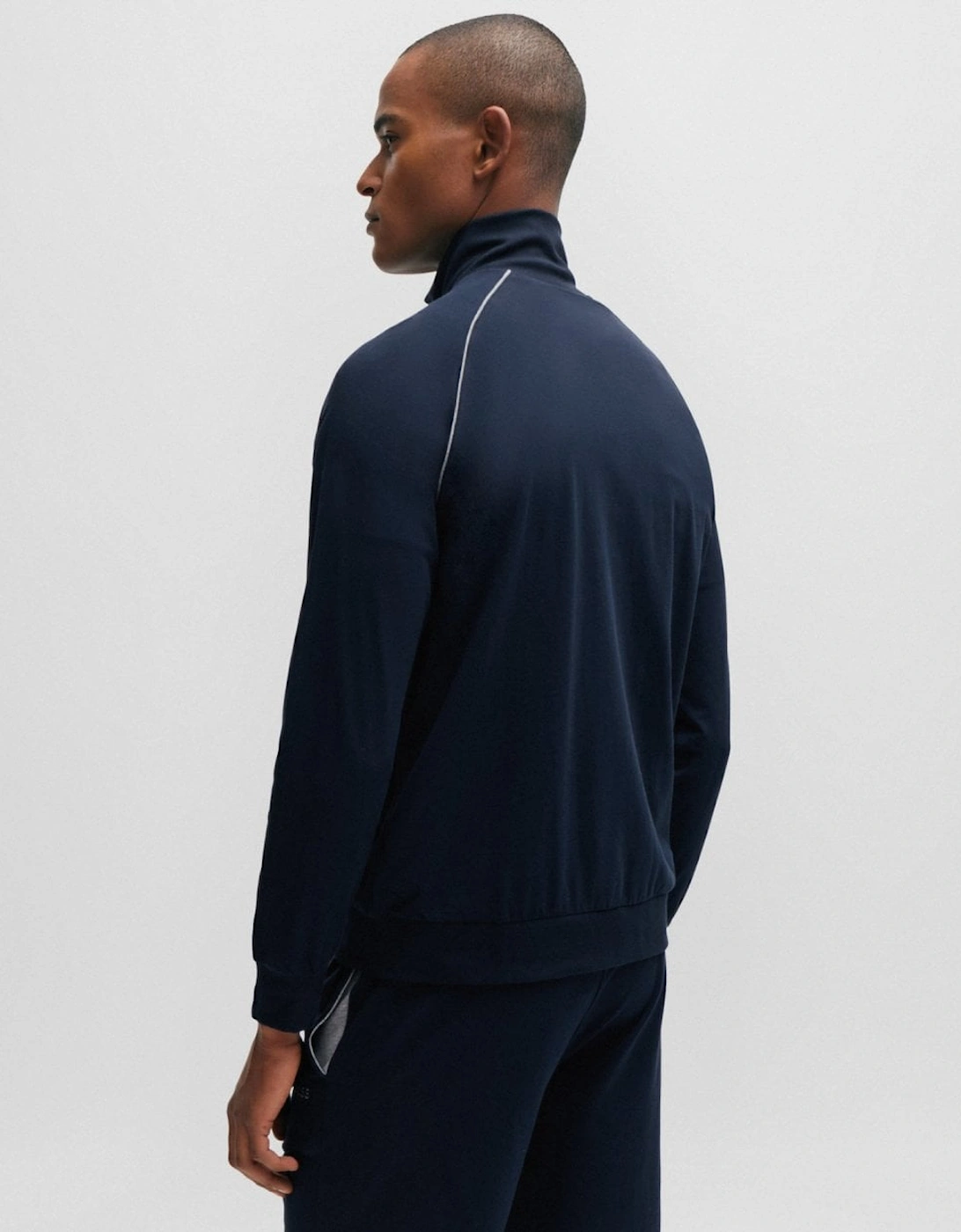 Men's BOSS Orange Mix & Match Mens Stretch Cotton Zip-Up Jacket with Logo Detail NOS - Navy - Size: L