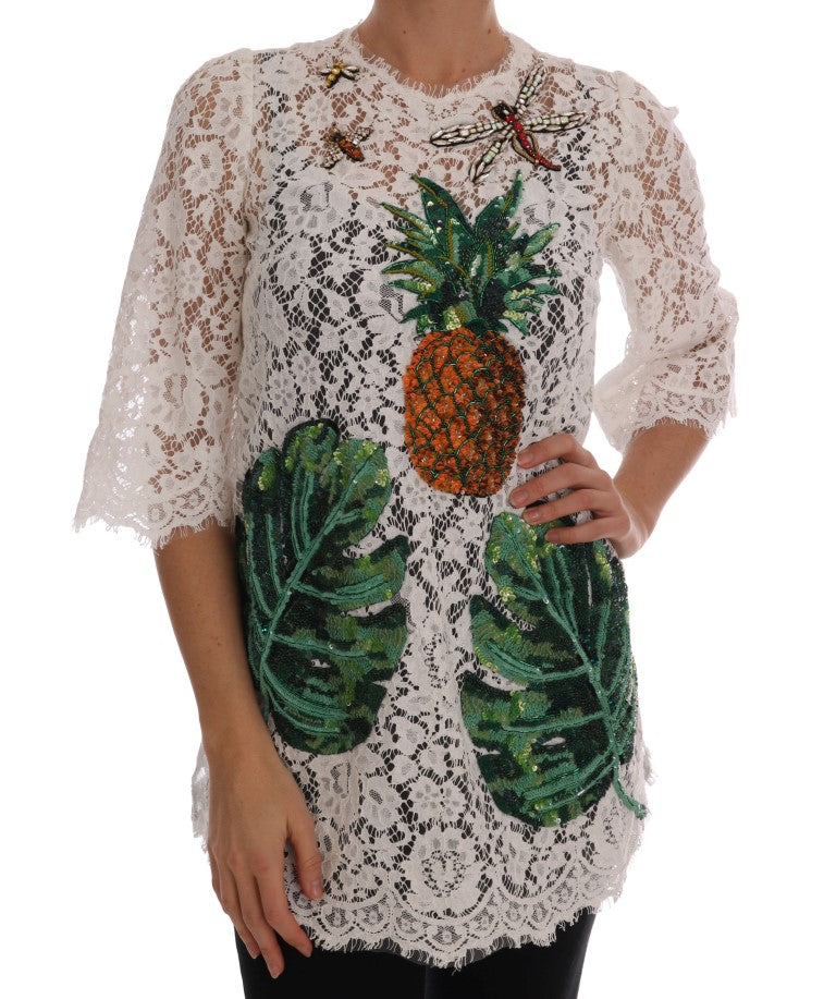 Embellished Lace Blouse — White