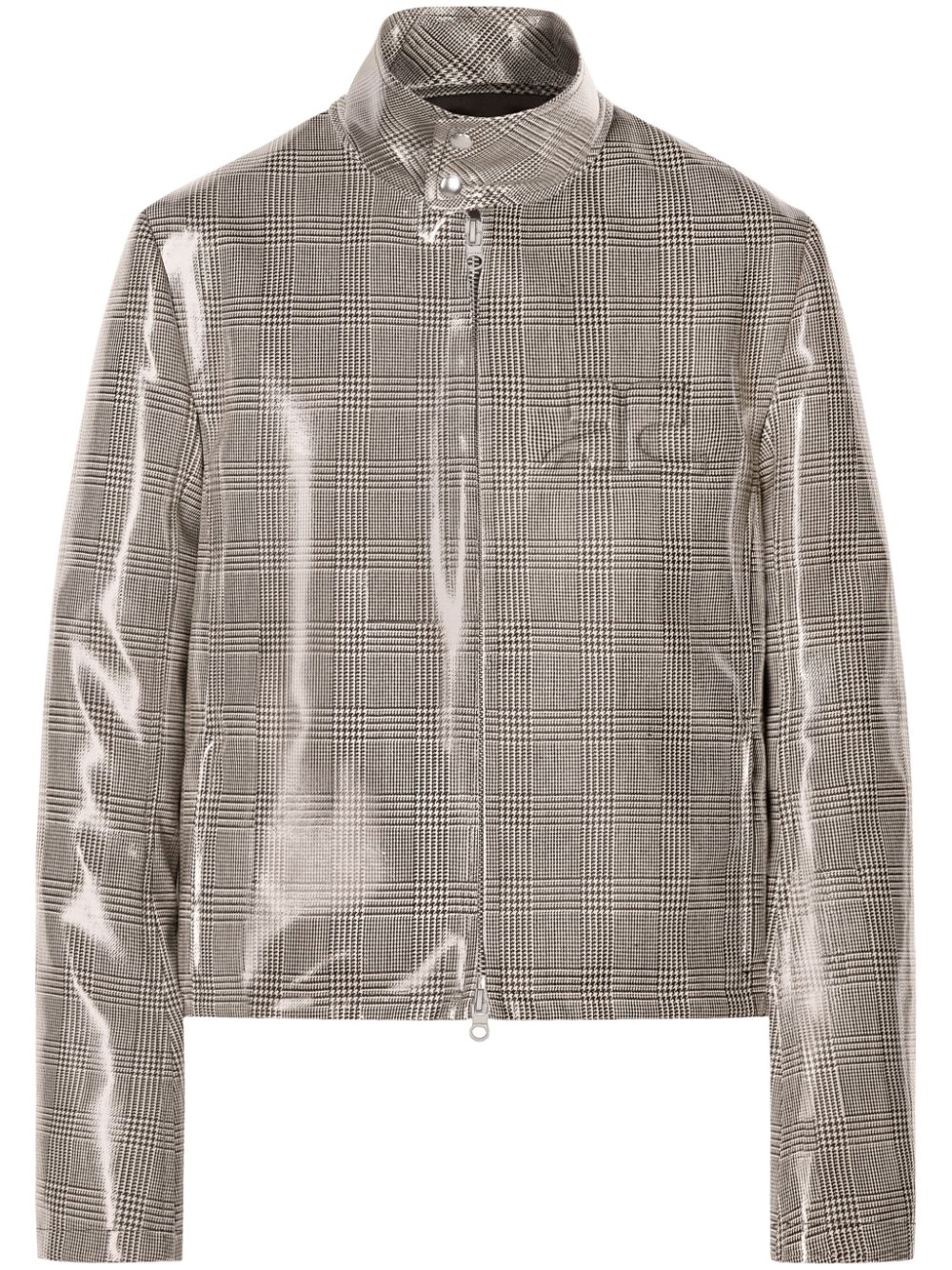 Shaded-logo patent biker jacket - Neutrals