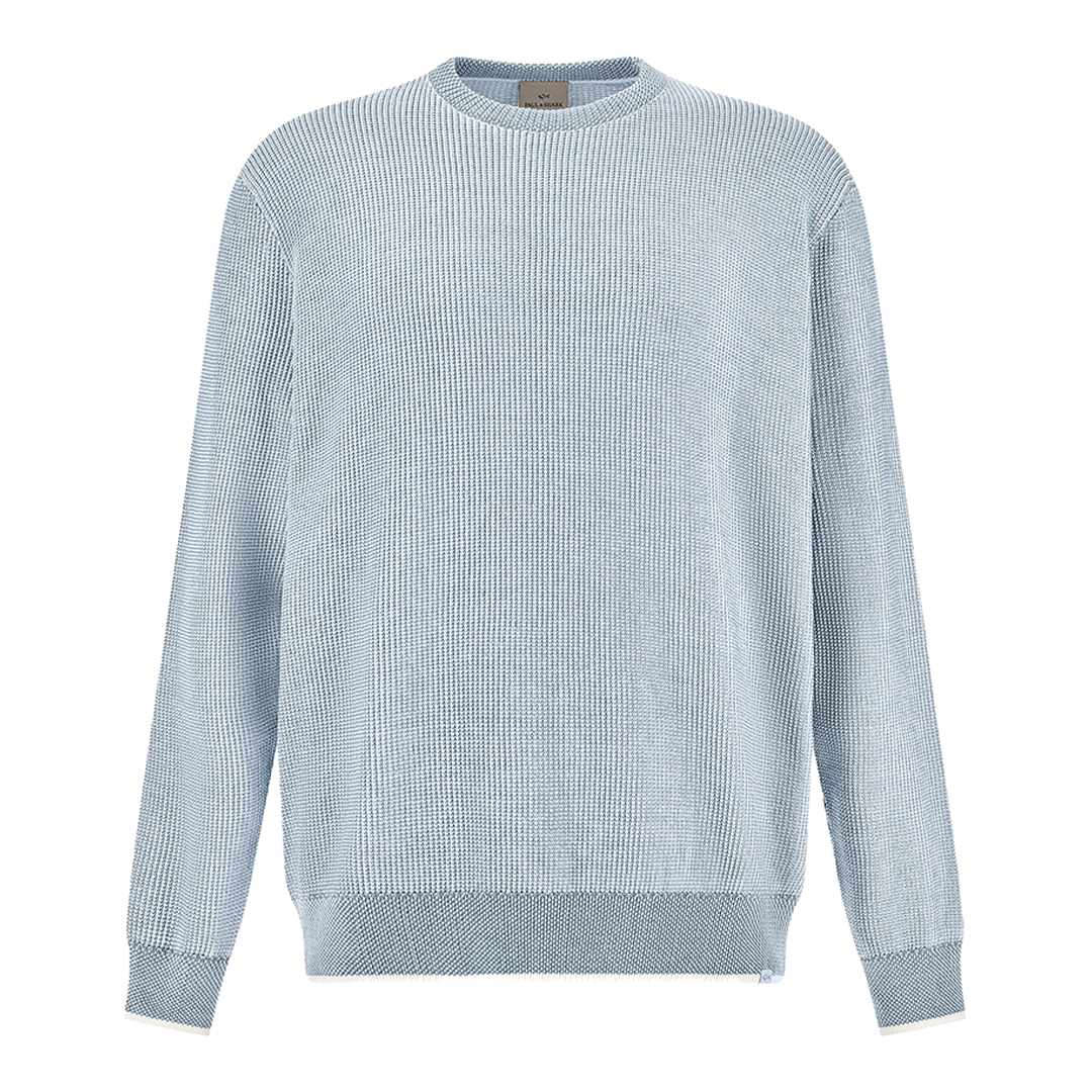 Piuma feather-light cotton sweater, Man, Whisper White-allure-vapor Blue