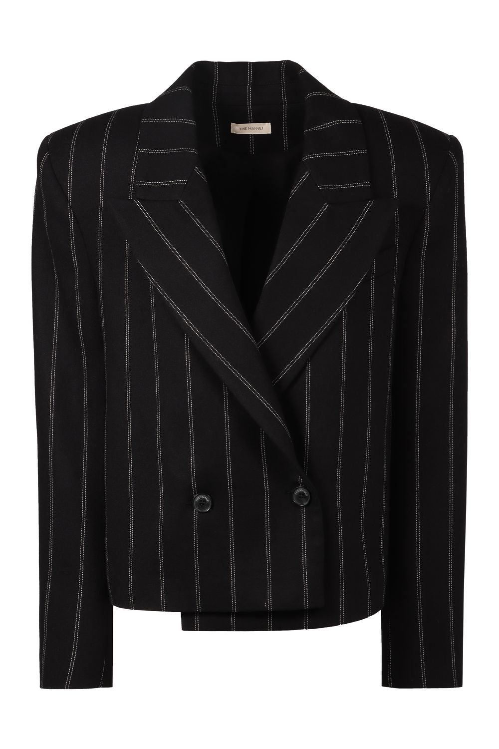 Striped Double-breasted Wool Blazer