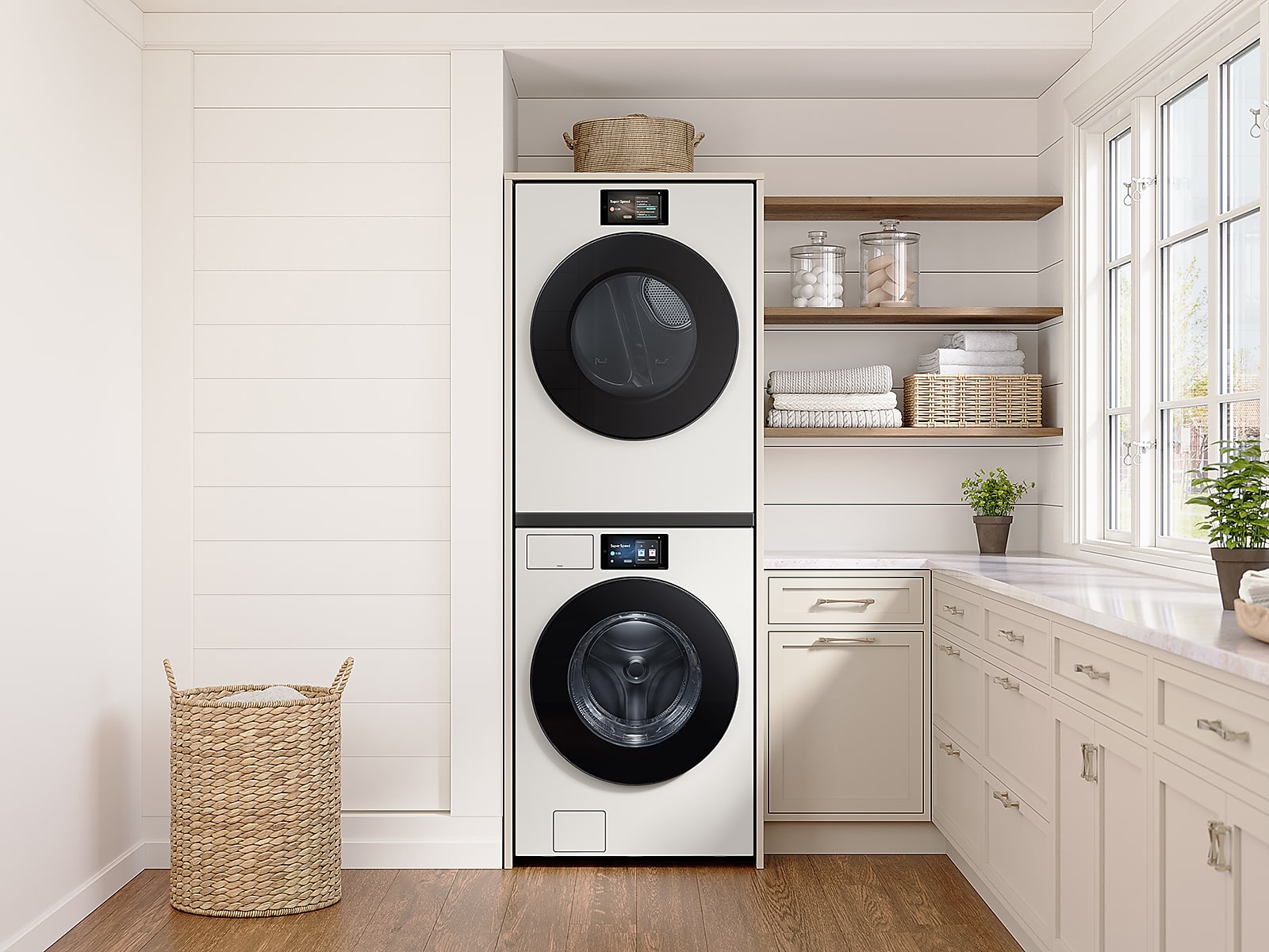 5.3 cu. ft. Bespoke AI Ultra Capacity Front Load Washer with AI Home and AI OptiWash+ in Ivory(WF90F53ADYA5)