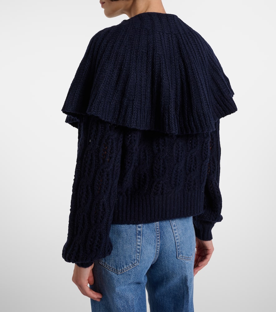 Caped wool-blend cardigan