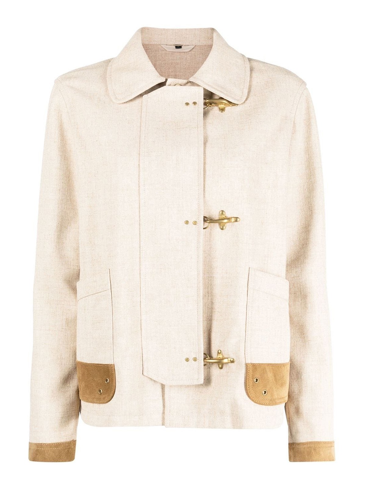 Contrasting-trim fitted jacket