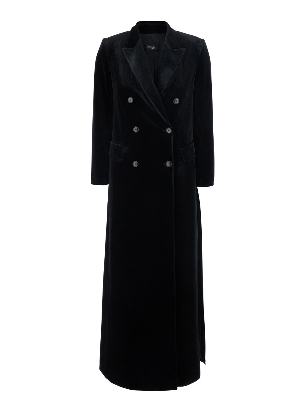 Double-Breasted Velvet Coat — Black