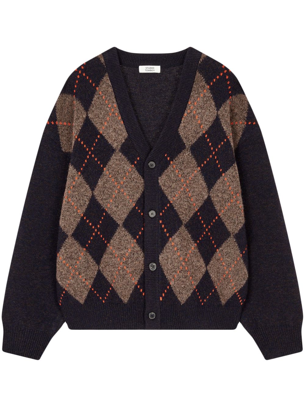 Argyle-pattern cardigan - Blue
