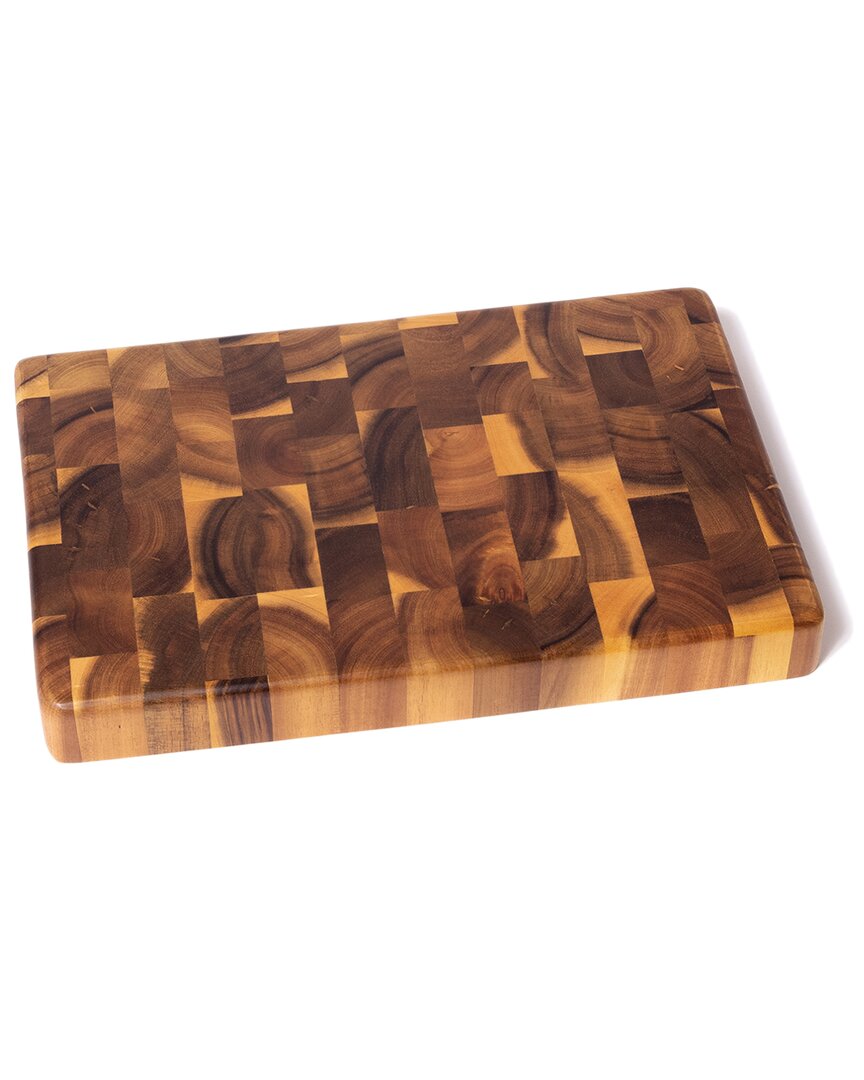 International Acacia End Grain Chopping Block With Inset Handles