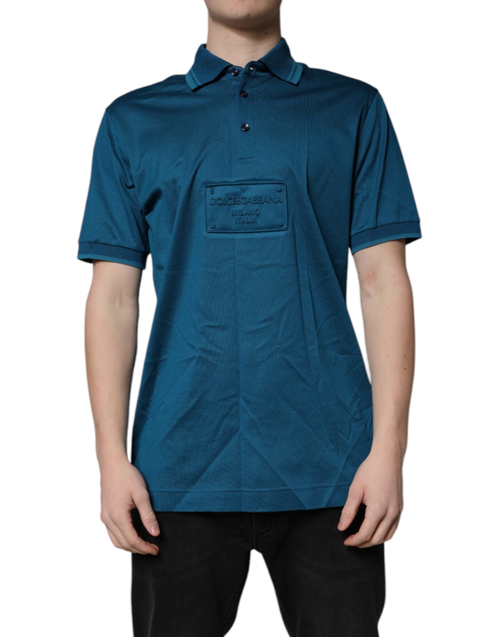 Logo-Embroidered Cotton Polo Shirt — Blue