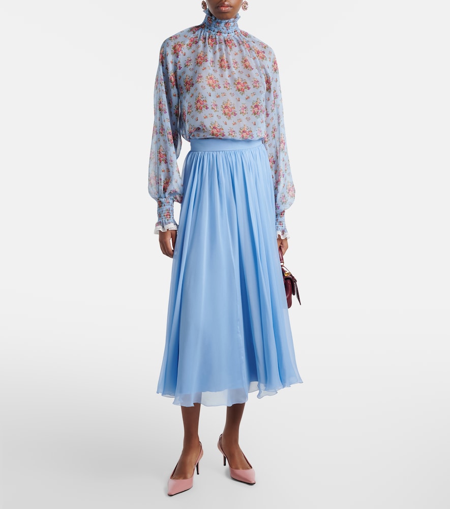 Silk chiffon midi skirt