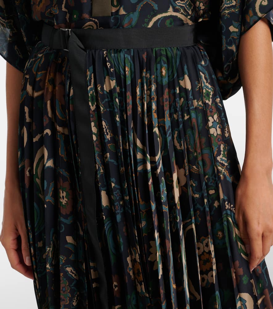 Floral pleated midi skirt