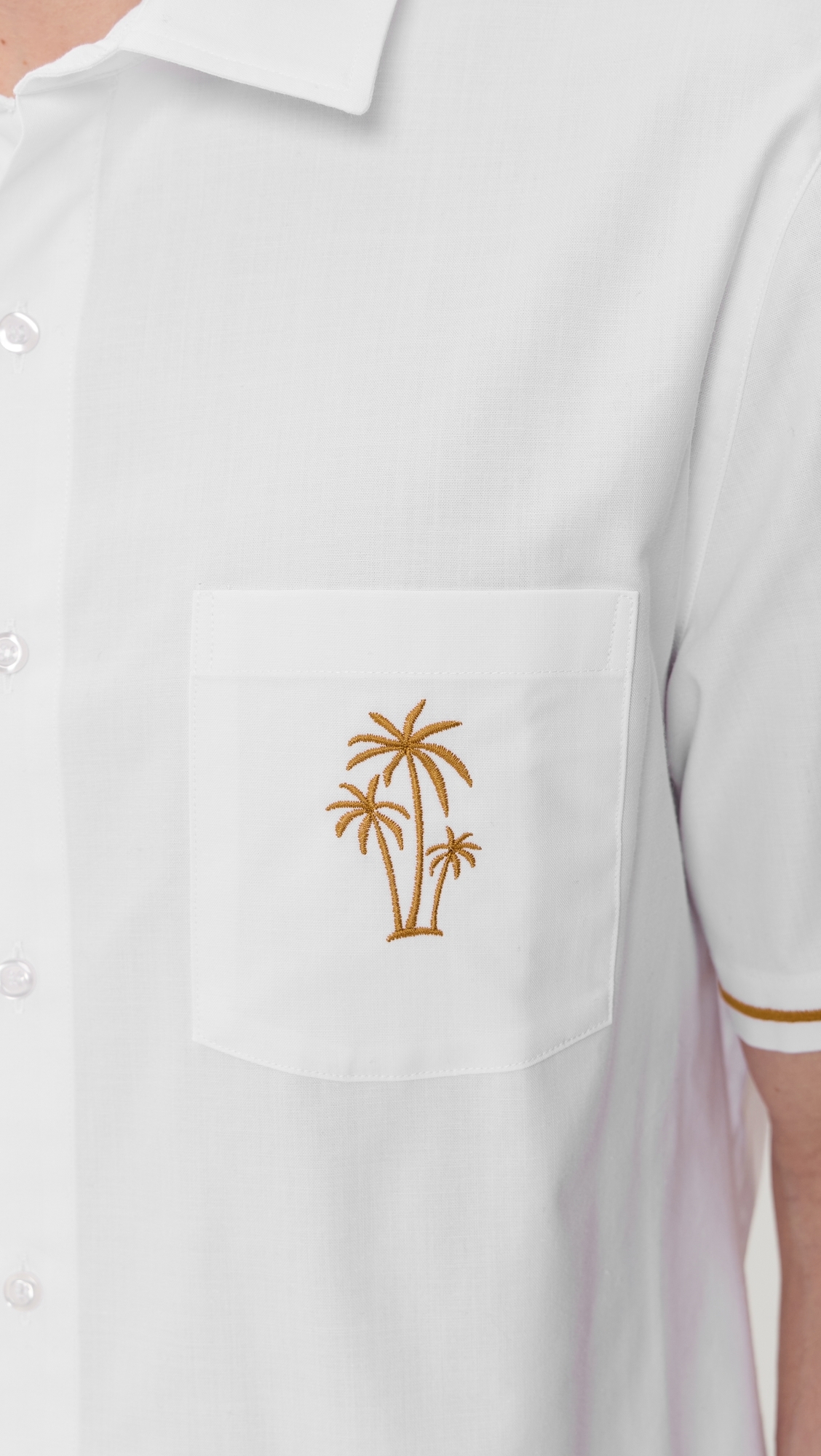 Efe Embroidered Linen Camp Shirt White