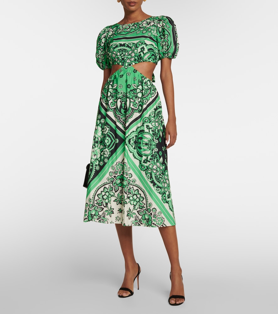 Printed cotton midi dress