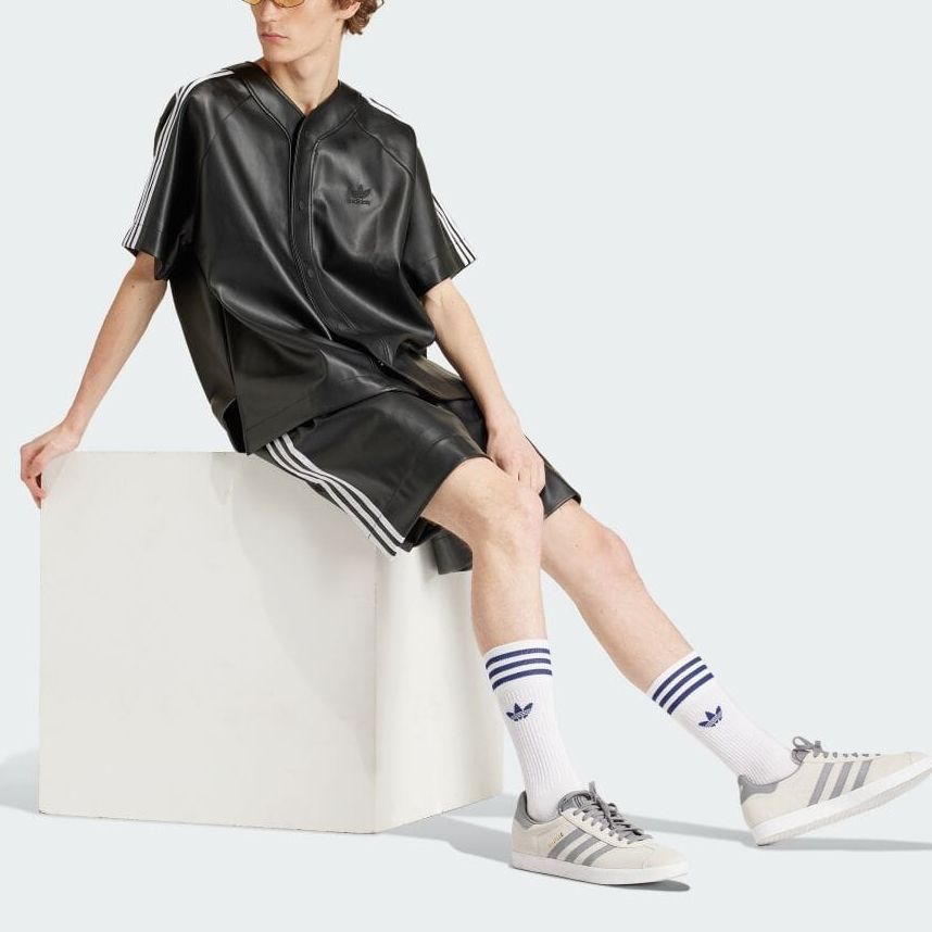 Faux Leather Adicolor 3-Stripes Shorts Asia Sizing 'Black'