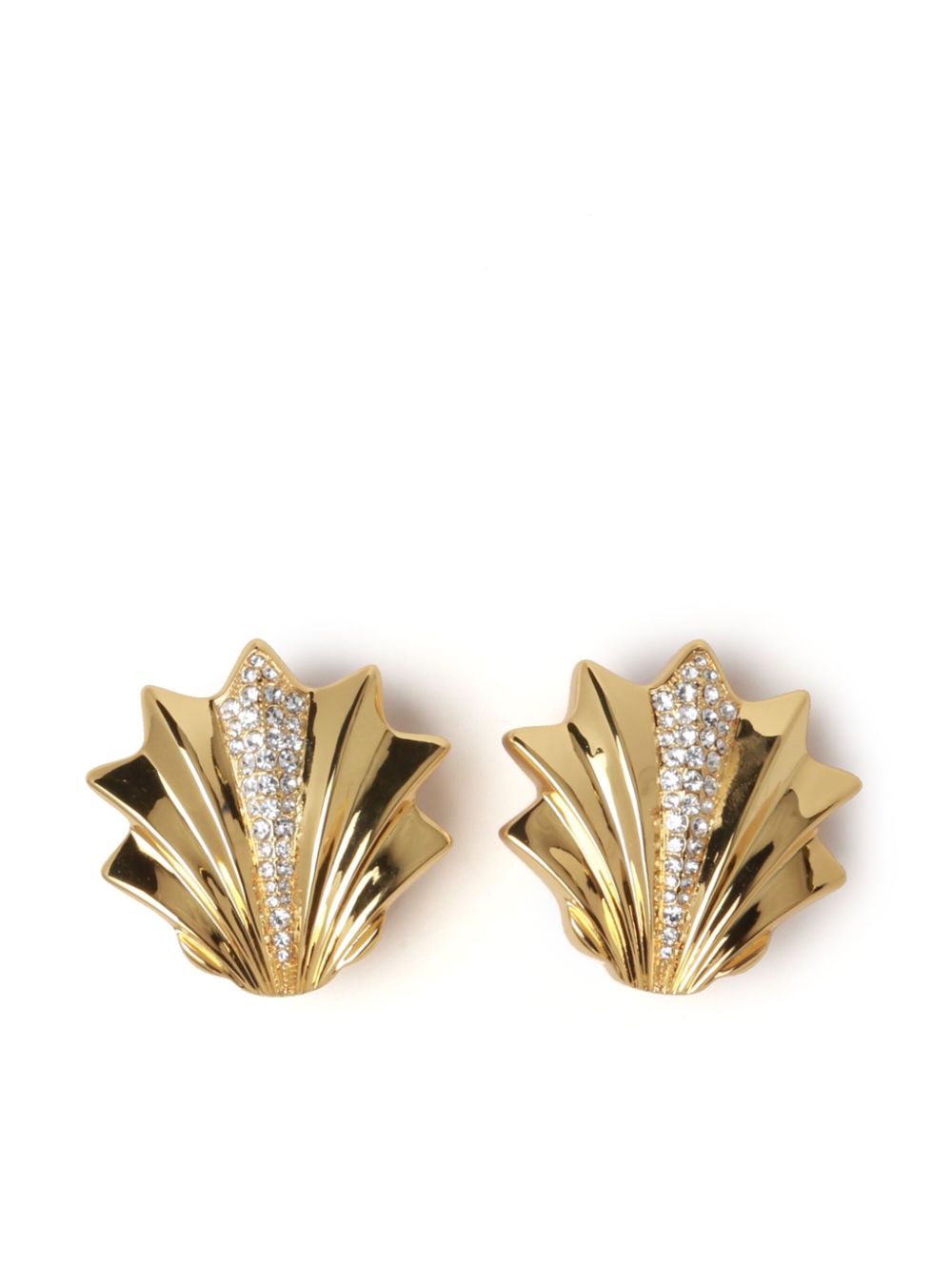 Large Metal Shell clip-on earrings - Gold