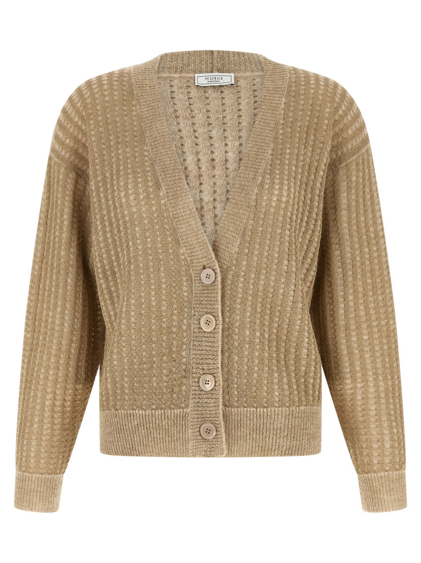 Waffle Lamé Cardigan