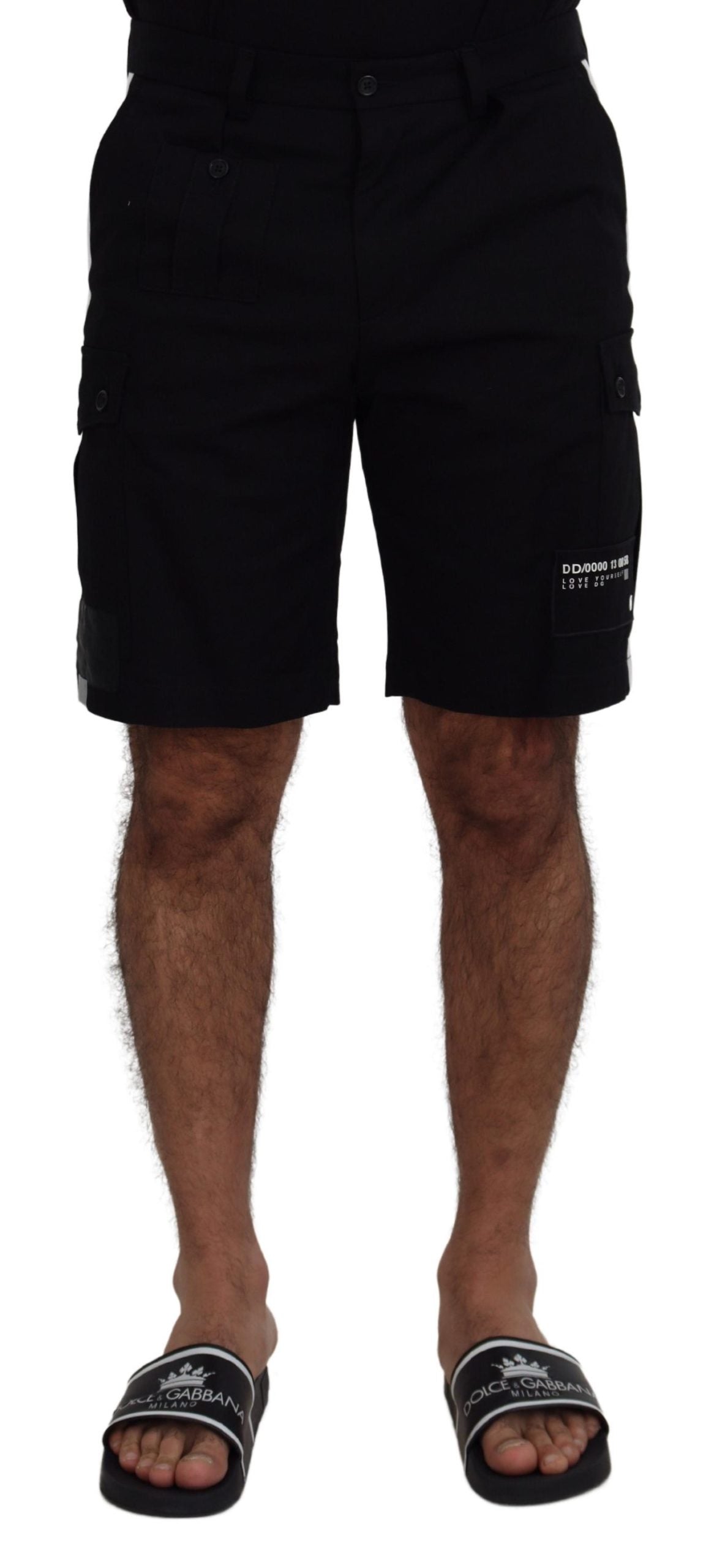 Cargo-Pocket Bermuda Shorts — Black