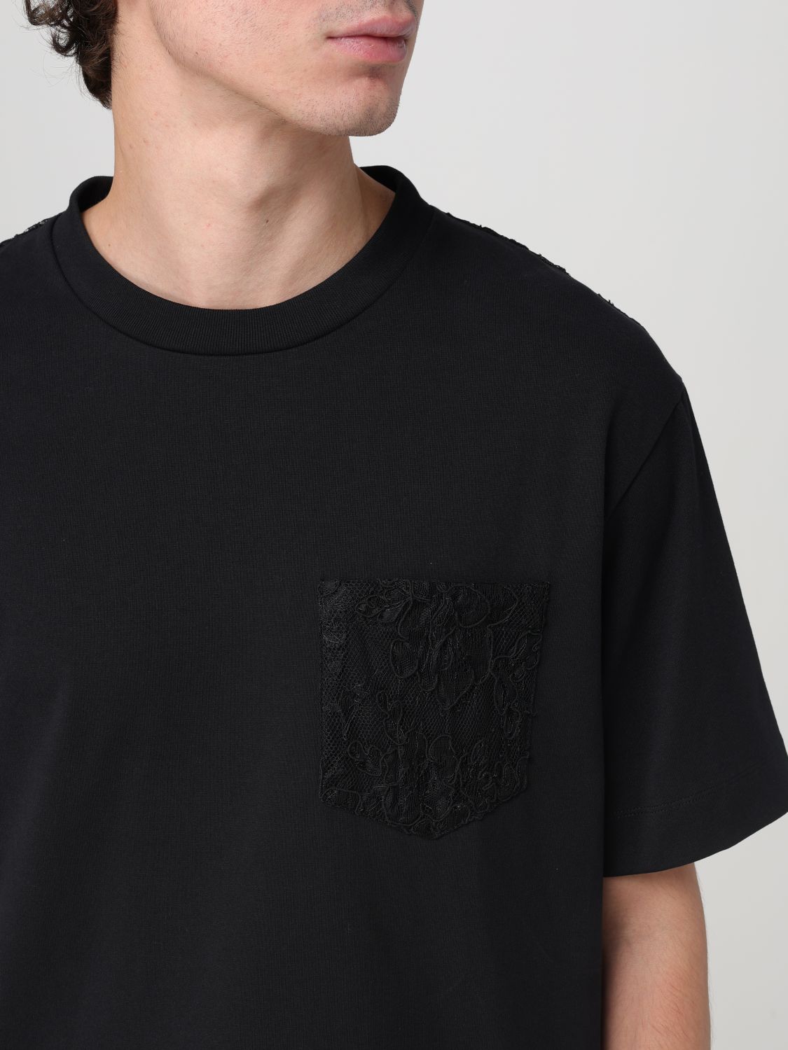 Sheer lace-panel T-shirt - White