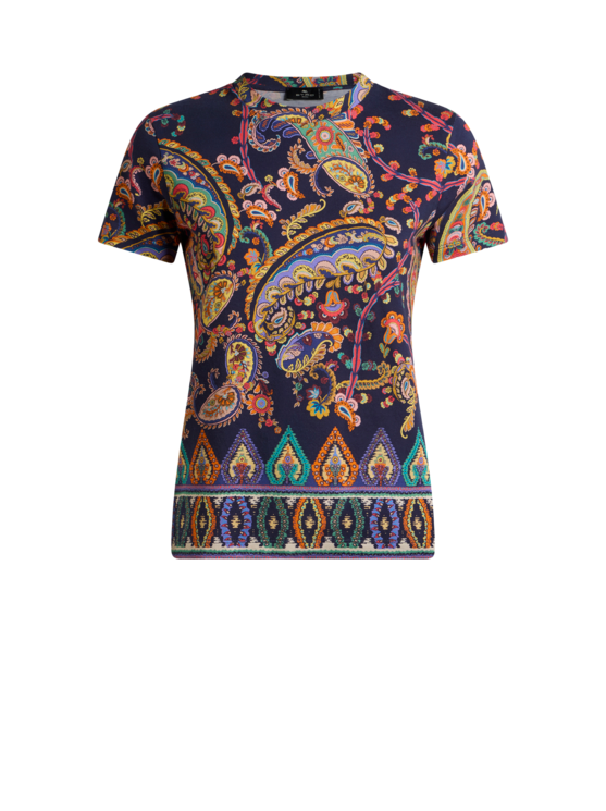 Cotton T-shirt With Floral Paisley And Medallion Motif
