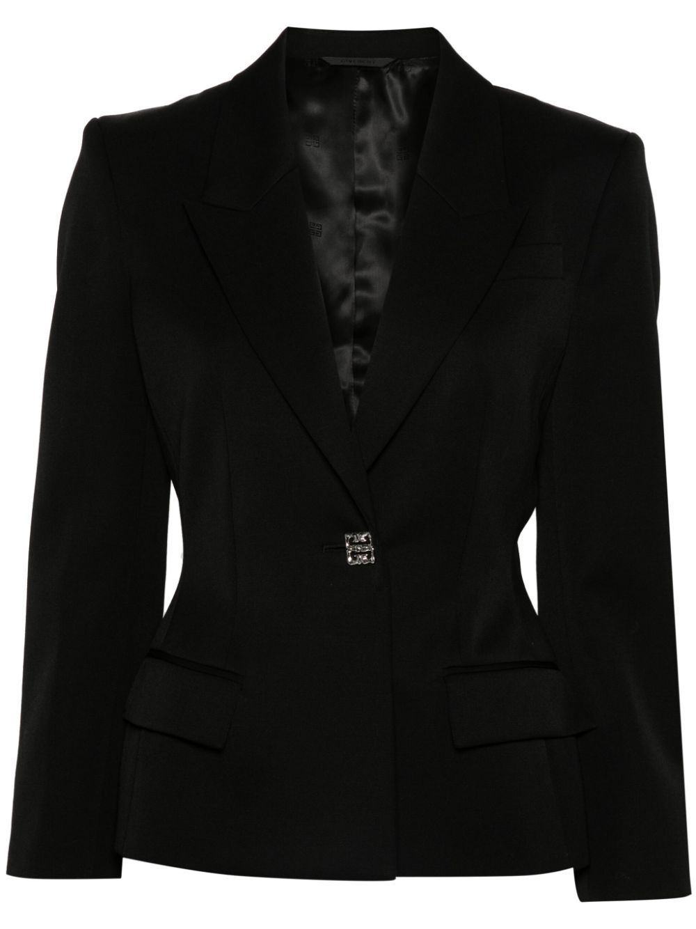 4G Liquid-button wool blazer - Black