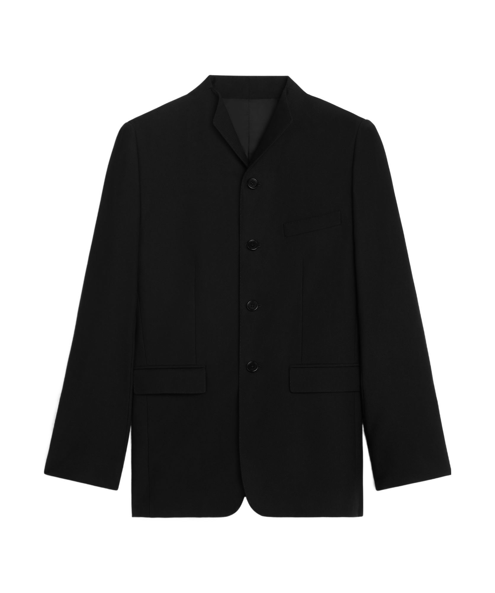 Wing collar jacket in diagonal wool