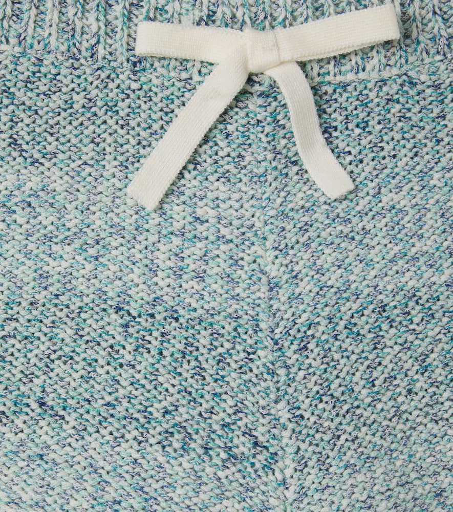 Ruffled striped cotton-blend shorts
